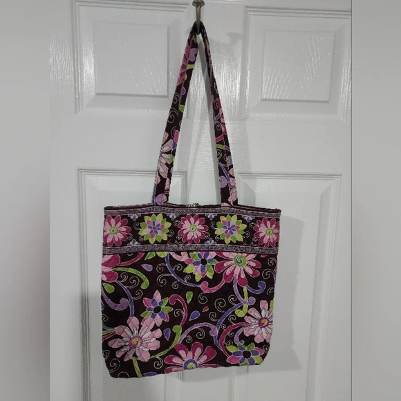 Vera Bradley Purple Punch Tote with Toggle Closure Bag - Picture 5 of 10